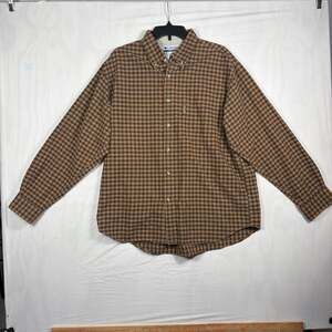 Columbia Brown Plaid Long Sleeve Button Down Shirt Men's Large